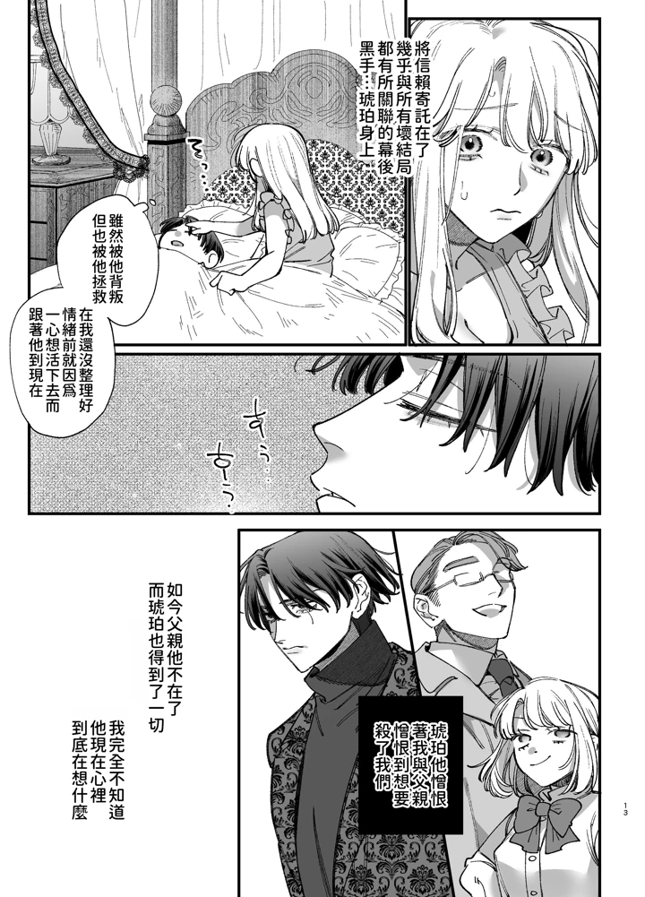（同人誌）　［梅ねぎ大明神　（うめこっぺ）］　死にゲーに転生したマフィア嬢は偏愛スパイに手籠めにされる2　（オリジナル） 13ページ