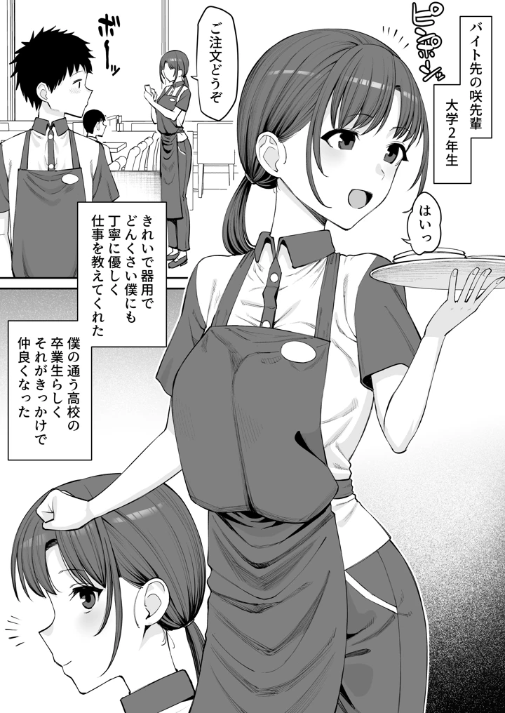 （同人誌）　［たけ紳士］　バイトの先輩で彼女は店長のセフレ　（オリジナル） 2ページ