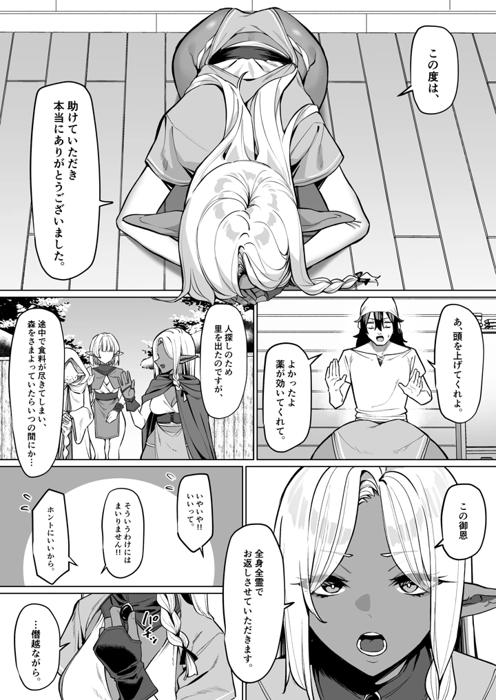 （同人誌）　［MM］　褐色エルフを助けたら恩返しされた話 3ページ