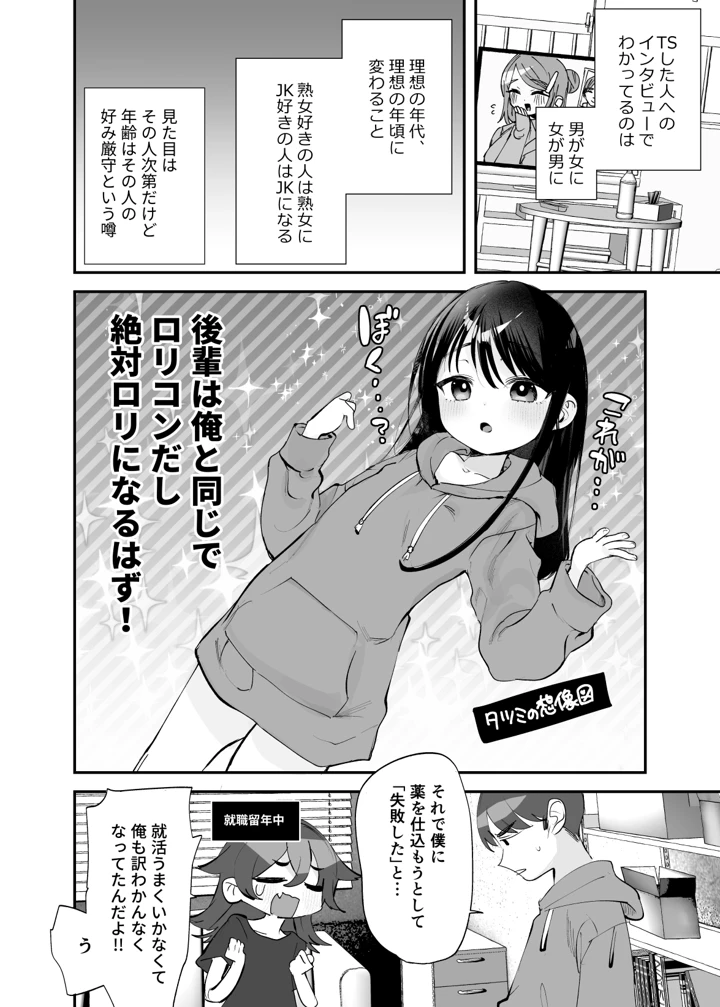 （同人誌）　［ばーるみしゅ　（論倫理ろんり）］　辰巳先輩は諦めない!～好みの年頃にTSする世界でオナニー三昧からの後輩と生ハメエッチ!!～　（オリジナル）　［DL版］ 5ページ