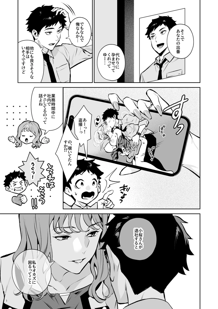 （同人誌）　［diletta　（心友）］　托卵契約　いつも真面目な美人上司（人妻）が、なぜか托卵を迫ってきたので遠慮なく孕ませたった。　（オリジナル） 6ページ